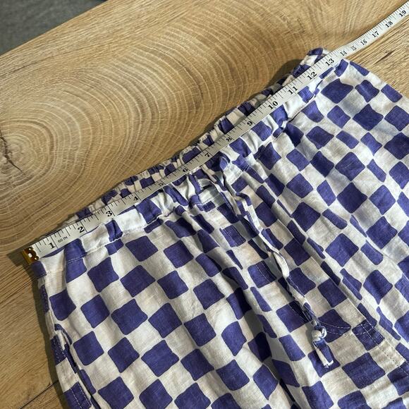 Holiday Emma Mulholland High Waisted Check Linen Pull on Pant Purple L - Picture 7 of 9